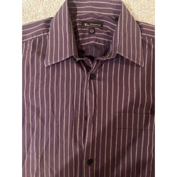 Ben Sherman Mens Brown Stripe Button Down Dress Shirt Size 15 1/2 - 34/35 Size M - Picture 2 of 5